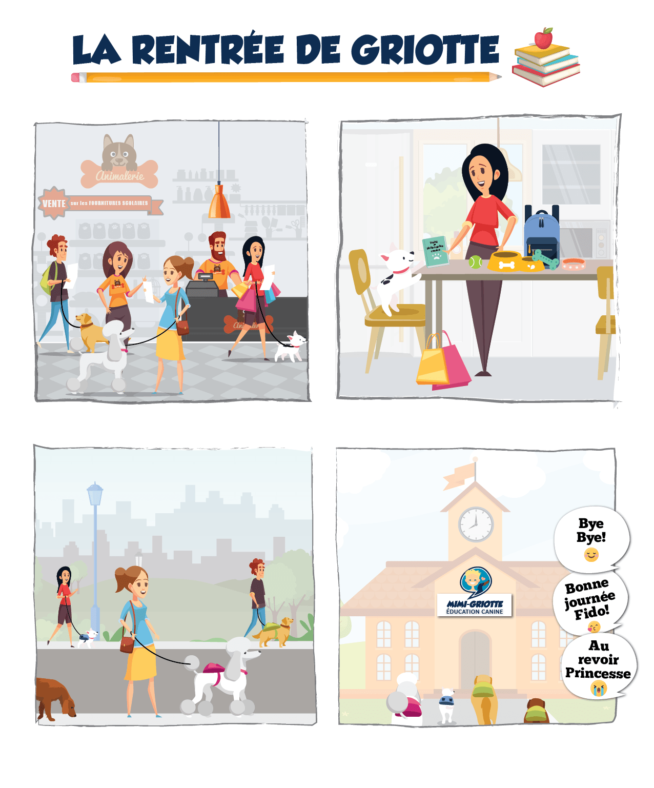 Bande dessinée avec des chiens et un teckeln teckel
